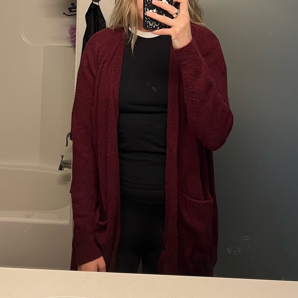 Madewell grandpa cardigan, red burgundy, super soft!